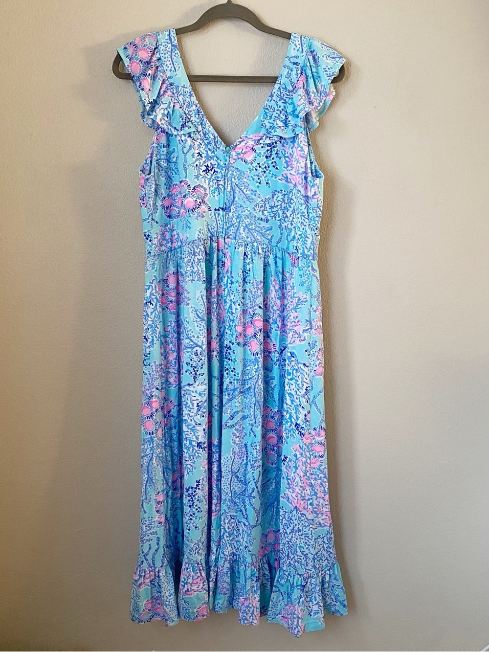 Lilly Pulitzer Size 12 Vyra Midi Dress in Blue Ibiza Now You Sea Me - Picture 3 of 8